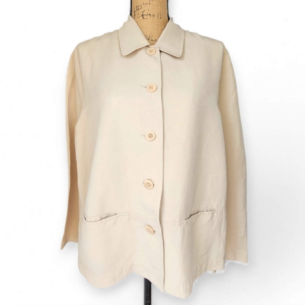Vintage Liz Claiborne First Issue Petite Beige Blazer Jacket , Size 16P